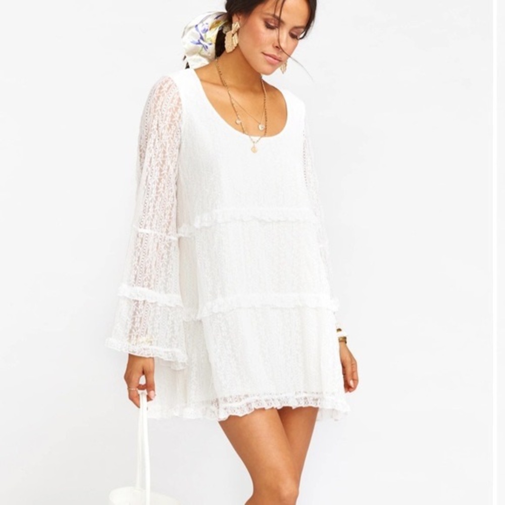 NEW - Showmeyourmumu Mansfield White Lace Mini Tunic Dress- XS